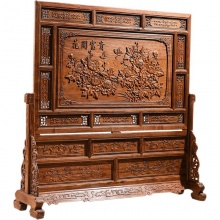 红木屏风刺猬紫檀中式入户落地隔断隔厅柜雕花古典定制家具花梨木