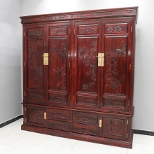 红木衣柜 国标红木印尼黑酸枝储物柜四门卧室家具衣橱大衣柜东阳