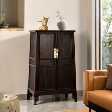 紫光檀竖棂打洼圆角柜红木明式收纳柜中式储物柜面条柜