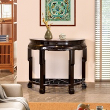 紫光檀卷草纹半圆桌红木明式玄关桌端景台靠墙玄关台