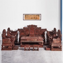 红木家具大红酸枝/老红木/老挝红酸枝（学名：交趾黄檀）锦绣中华沙发别墅中式沙发 锦绣中华沙发十二件套（定金）